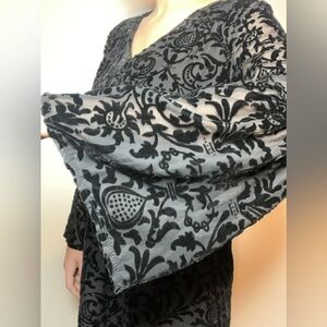Nanette Lepore Black Gray Velvet Burnout Dress Size 8 Bell Sleeve